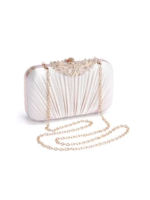 Rylithe Women's Fashion Personalized Crystal Decor Flap Box Evening Bag, Suitable For Weddings, Galas, Formal Events, Party Clutch Purse - Apricot - View 3