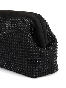 Rylithe 1pc New Style Black Clutch Purse With Rhinestone, Shiny Handbag, Elegant Coin Pouch, Cosmetic Bag, Gift For Women - Black - View 5