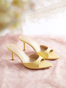 Rylithe Women's Fashion Strap Open Toe High Heel Sandals, Suitable For Wearing With Dresses In Summer,Kitten Heels - Yellow - View 1