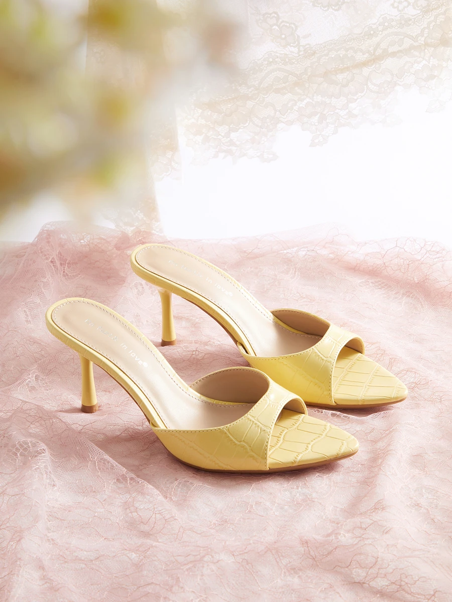 Rylithe Women's Fashion Strap Open Toe High Heel Sandals, Suitable For Wearing With Dresses In Summer,Kitten Heels - Yellow - View 1