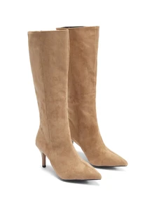Rylithe Women's Fashion Boots, Pointed Toe High Heel Slim Boots, White Over-The-Knee Boots, High Shaft Boots, Riding Boots, - Khaki - View 2