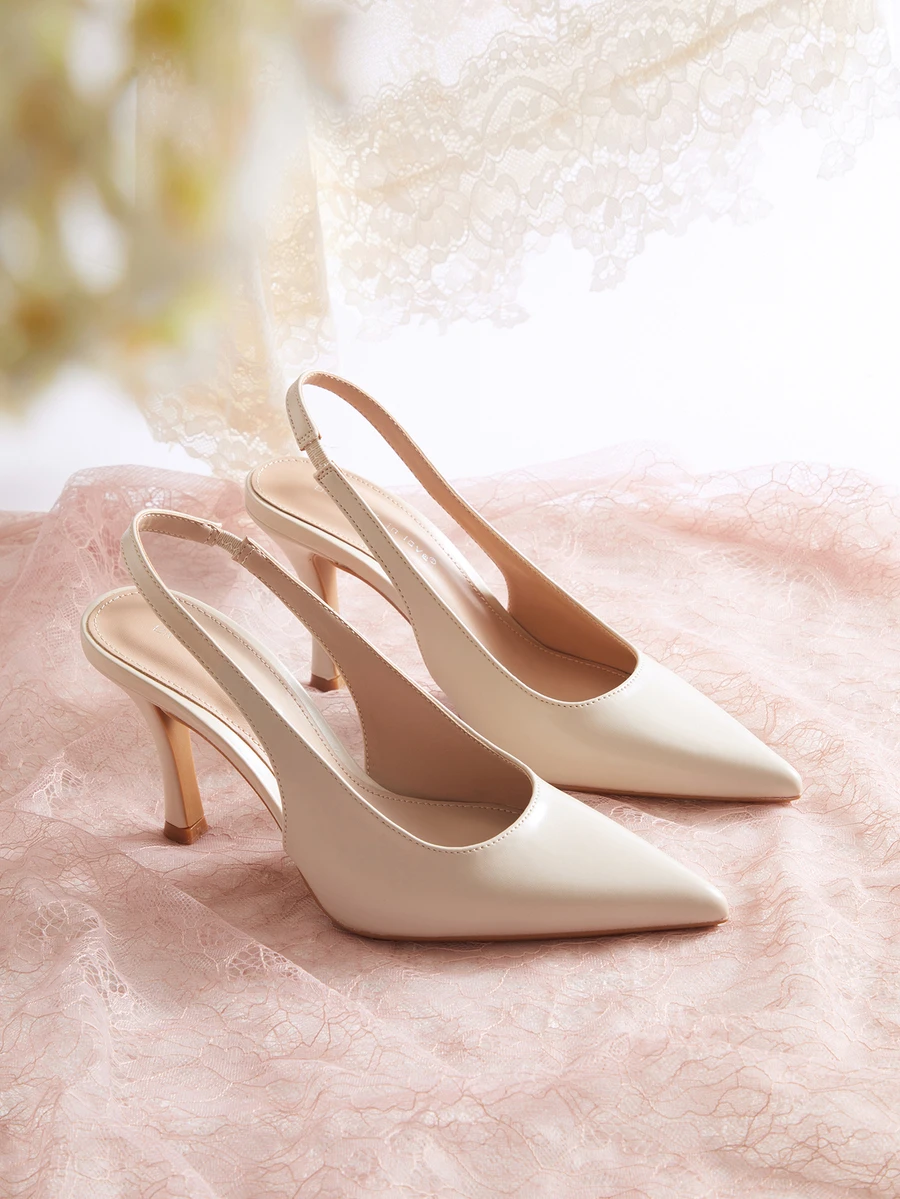 Rylithe Women's Elegant Pointed Toe Stiletto Heel Slingback Pumps, Suitable For Dresses And Weddings, Elegant - Apricot - View 1