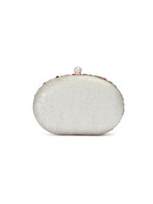 Rylithe Vincy Glitter Handbag Evening Bag With Colored Stones & Rhinestones Decor, Egg-Shaped Clutch Purse, Shoulder/Crossbody/Chain/Clutch Bag - Gold - View 5