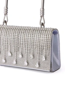 Rylithe Moonlit EveBag One Glitter Women Tassel Rhinestone Evening Dress Luxury Diamond Party Handbag - Silver - View 6