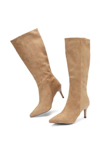 Rylithe Women's Fashion Boots, Pointed Toe High Heel Slim Boots, White Over-The-Knee Boots, High Shaft Boots, Riding Boots, - Khaki - View 4