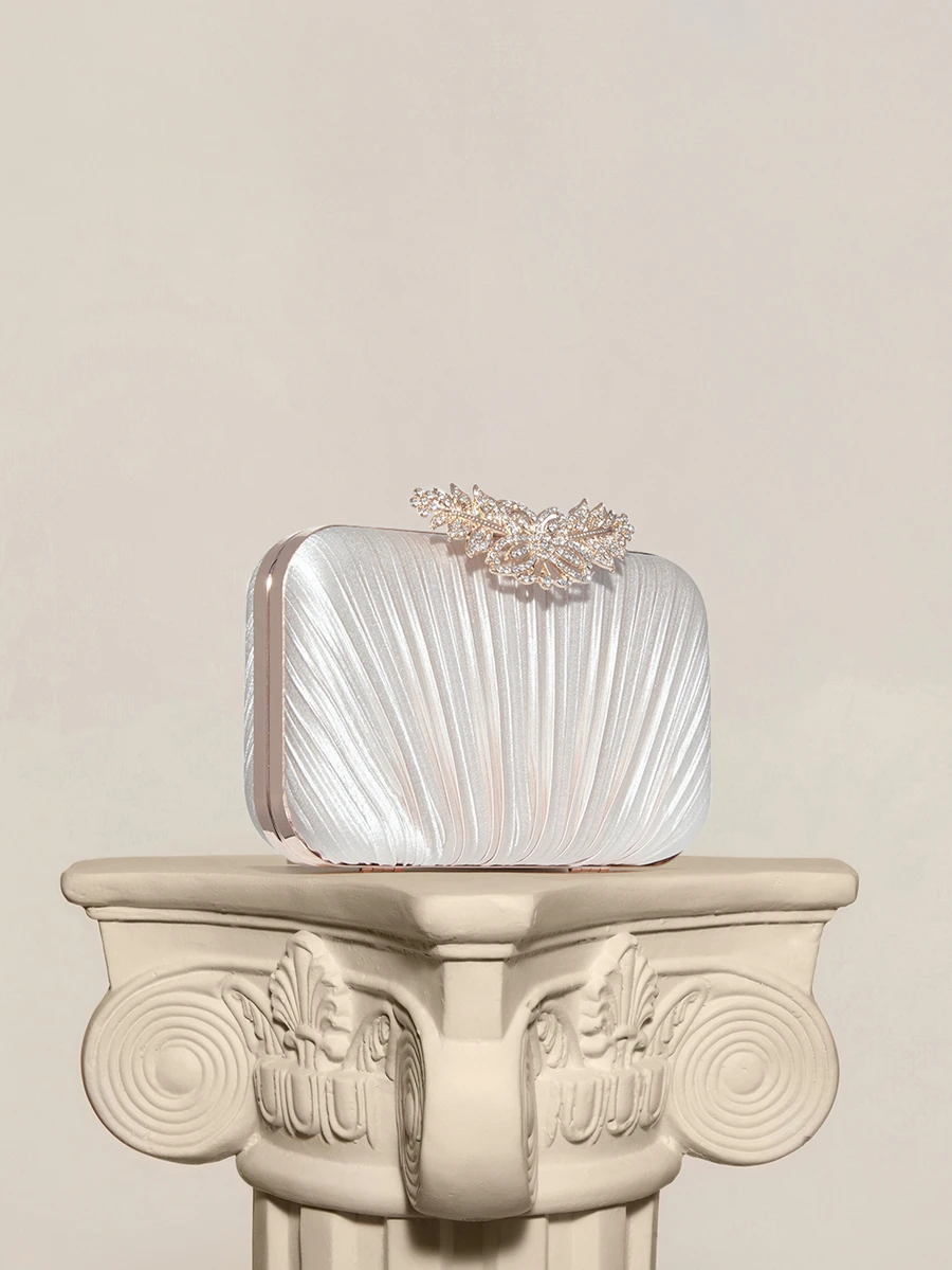 Rylithe Women's Fashion Personalized Crystal Decor Flap Box Evening Bag, Suitable For Weddings, Galas, Formal Events, Party Clutch Purse - Apricot - View 1