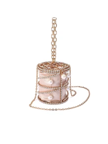 Rylithe Luxury Women's Bridal Wedding Purse Party Prom Glitter Bling Rhinestone Clutches Handbag Dinner Evening Clutch Bucket Bag, - Champagne - View 3