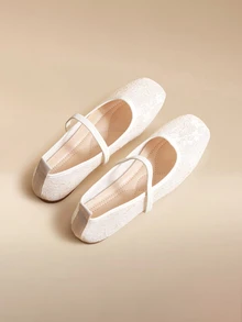 Glizzene 3D Rose Lace Mesh Flat Shoes, Fashion Comfortable Breathable Mary Jane Ballet Shoes, Soft Elegant Loafers, Pearl Hook - Beige - View 3