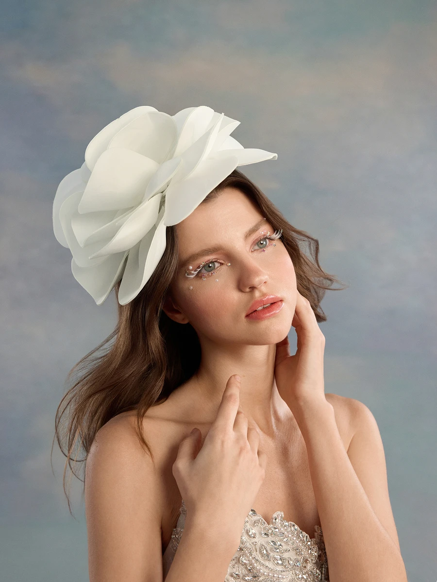 Rylithe 1pc Exaggerated Large Rose Flower Headpiece Fascinator Hat Women Wedding, Tea Party Hair Accessories - Multicolor - View 1