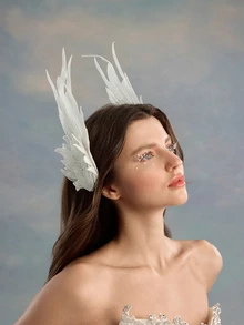Rylithe 1/2pcs Elegant White Angel Wing Hair Clips, Swan Feather Hair Clips,, Party Holiday Hair Accessories - Multicolor - View 3