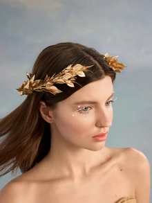Rylithe Bando Mahkota Laurel Emas Gaya Romawi, Aksesori Rambut Pengantin Nuansa Emas Klasik untuk Prom, Pesta, dan Wisuda - Emas - View 2