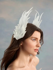 Rylithe 1/2pcs Elegant White Angel Wing Hair Clips, Swan Feather Hair Clips,, Party Holiday Hair Accessories - Multicolor - View 2