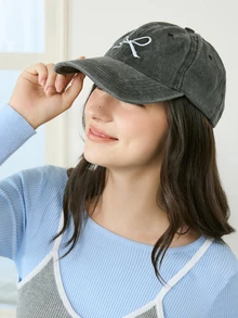 Okurime. 1頂時尚百搭女用蝴蝶刺繡水洗做舊棒球帽，適合日常配戴及返校季穿著 - 棒球帽 - 查看 2
