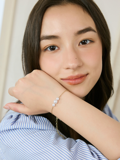 Okurime. 1pc Elegant Minimalist Faux Pearl Chain Bracelet, Suitable For Women To Wear Daily, Dates, Weddings, Vacations, Gifts