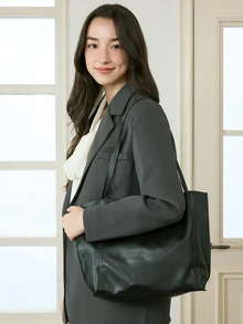 Okurime. 輕便商務休閒簡約單肩手提包，適合青少年、女性、大學生、年輕專業人士及上班族。 - 黑色 - 查看 1