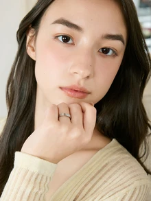 Okurimé 时尚不锈钢银色细带方晶锆石可叠戴戒指套装，适合女性日常佩戴，礼物 - 銀色 - 查看 2