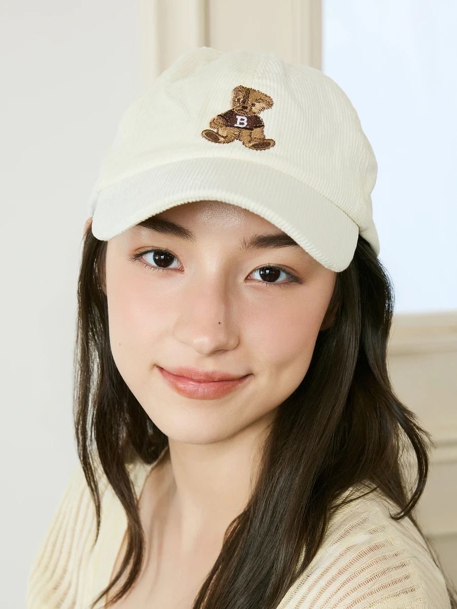 Hatastic 1件復古可愛刺繡熊拼接中性棒球帽,秋冬音樂節萬聖節適用 - 彩色 - 查看 1