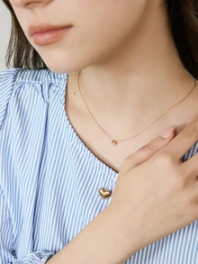 Okurime. 18K 镀金 1 件不锈钢链金色竹节 6 爪水钻项链，适合女性日常佩戴和节日礼物 - 金黃色 - 查看 6