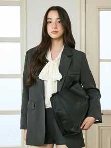 Okurime. 輕便商務休閒簡約單肩手提包，適合青少年、女性、大學生、年輕專業人士及上班族。 - 黑色 - 查看 4