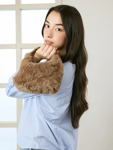 Okurime. 1個仙女毛絨包手提包女士時尚單肩斜挎包秋冬毛絨包 - 彩色 - 查看 1