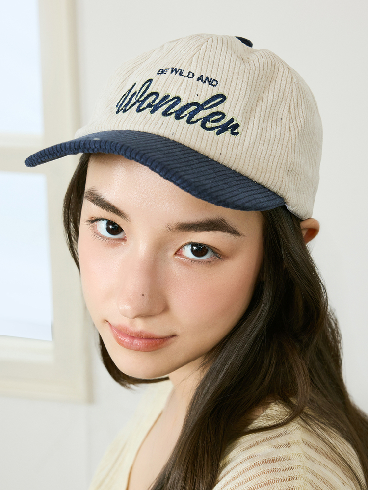 Okurimé 1pc Adjustable Corduroy Letter Embroidery Baseball Cap, UV Protection, Sun Shading For Women Halloween - Wonder Corduroy - View 3
