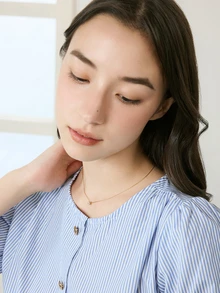 Okurime. 18K 镀金 1 件不锈钢链金色竹节 6 爪水钻项链，适合女性日常佩戴和节日礼物 - 金黃色 - 查看 2