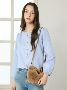 Okurime. 1個仙女毛絨包手提包女士時尚單肩斜挎包秋冬毛絨包 - 彩色 - 查看 3