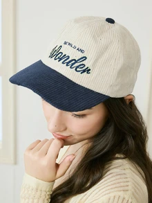 Okurimé 1pc Adjustable Corduroy Letter Embroidery Baseball Cap, UV Protection, Sun Shading For Women Halloween - Wonder Corduroy - View 4