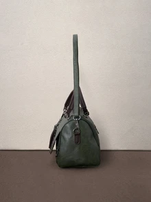 Hatastic Tassel Decor Handbag, Women's Large Capacity Shoulder Bag, Fashion Zipper Crossbody Bag With Detachable Strap, Christmas Gift - Green - View 4