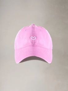 Hatastic 1pc Unisex Vintage Washed Heart Embroidery Baseball Cap, Adjustable Casual Dad Hat  Halloween - Pink - View 1