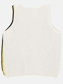 3pcs/Set Crew Neck Solid Color Sleeveless Semi-Sheer Fashionable Casual Comfortable Knit Vest, Spring/Summer - White + Yellow + Black - View 2