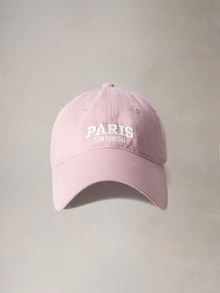 Hatastic 1件中性字母刺繡棒球帽，適合日常戶外休閒穿搭，男女童適用，禮物、街頭風、萬聖節 - 粉色 - 查看 1