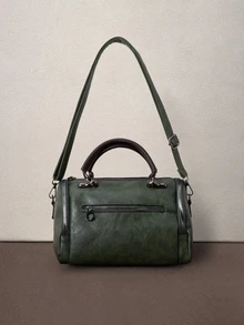 Hatastic Tassel Decor Handbag, Women's Large Capacity Shoulder Bag, Fashion Zipper Crossbody Bag With Detachable Strap, Christmas Gift - Green - View 3