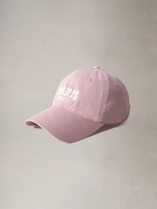 Hatastic 1件中性字母刺繡棒球帽，適合日常戶外休閒穿搭，男女童適用，禮物、街頭風、萬聖節 - 粉色 - 查看 3