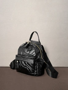 Hatastic Fashion Casual New Classic Women's Small Backpack, Double Shoulder Bag, Handbag, Multi-Use Leather Halloween - Black - View 2