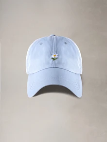Hatastic 1/2pcs Unisex Y2K Style Embroidered Floral Baseball Cap, Youth Fashion Sun Hat Halloween - Baby Blue - View 1