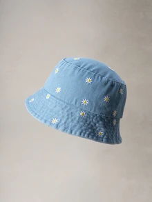 Hatastic 1pc Women's Summer Embroidered Daisy Pattern Washed Effect Wide Brim Sun Hat, Suitable For Small Face, Shading, Fashion, Versatile Bucket Hat, Outdoor, Travel, Shopping, Beach, Daily Matching Halloween - Multicolor - View 5