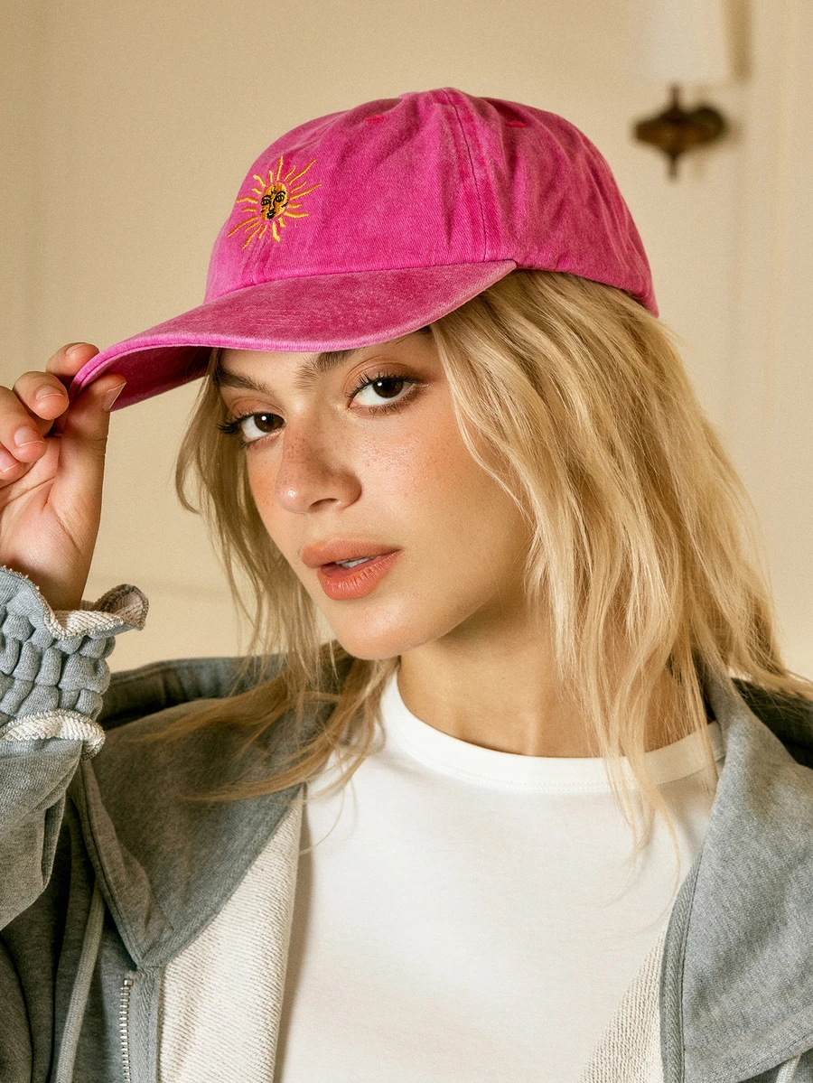 Hatastic 1pc Embroidered Sun 4-Season Outdoor Baseball Cap, Vintage Washed Unisex Trucker Hat, Halloween - Hot Pink - View 1
