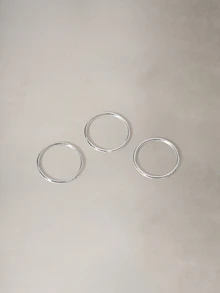 Hatastic Fashionable Stainless Steel Silver Thin Band Cubic Zirconia Stackable Rings Set, Suitable For Women's Daily Wear, Gift Halloween - Silver - View 3