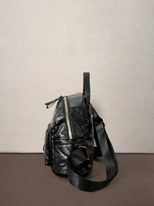Hatastic Fashion Casual New Classic Women's Small Backpack, Double Shoulder Bag, Handbag, Multi-Use Leather Halloween - Black - View 4
