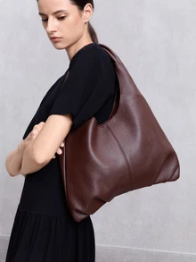 NobleVue 2pcs New Fashion Large Capacity Casual Versatile Mother-Child Bags, Soft Leather-Feel PU Material, High-Quality Handbag - Coffee Brown - View 1