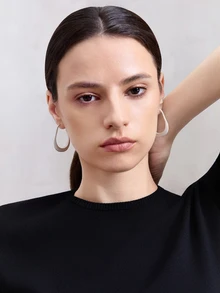 NobleVue Minimalist Cuff Hoop Earrings - Silver - View 2