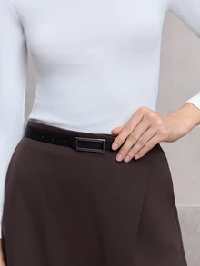 NobleVue Geometric Buckle Belt Summer, School Fall, Autumn, Halloween - Black - View 4