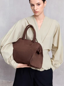 NobleVue Vintage Women's Tote Bag, Large Capacity Commute Shoulder Bag With Magnetic Snap, Nylon Lining And Sturdy Handles. Retro Daily Handbag - Coffee - View 1