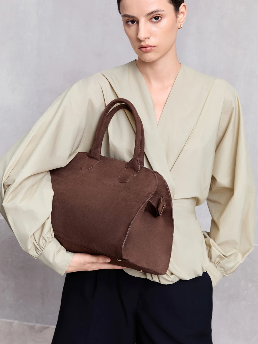 NobleVue Vintage Women's Tote Bag, Large Capacity Commute Shoulder Bag With Magnetic Snap, Nylon Lining And Sturdy Handles. Retro Daily Handbag - Coffee - View 1