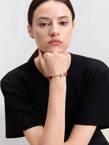 NobleVue 1件時尚精緻金色字母PU個性化優雅女款手鍊手鐲，送女友的珠寶禮物 - 咖啡 - 查看 3