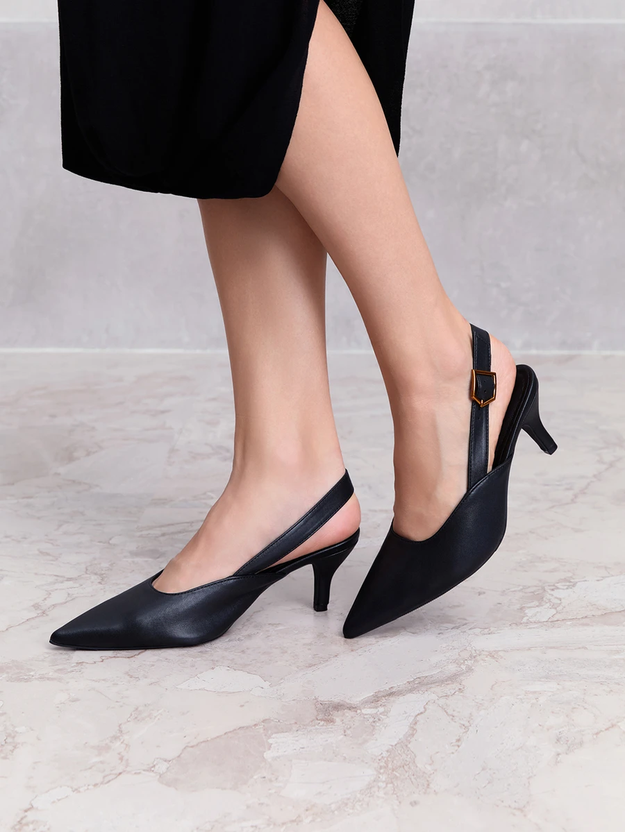 NobleVue Brown Pleated Ribbon Buckle Side Zipper Round Toe Comfortable Casual Versatile New Style Commuting Daily Autumn/Winter Fashion - Black - View 1