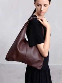 NobleVue 2pcs New Fashion Large Capacity Casual Versatile Mother-Child Bags, Soft Leather-Feel PU Material, High-Quality Handbag - Coffee Brown - View 3