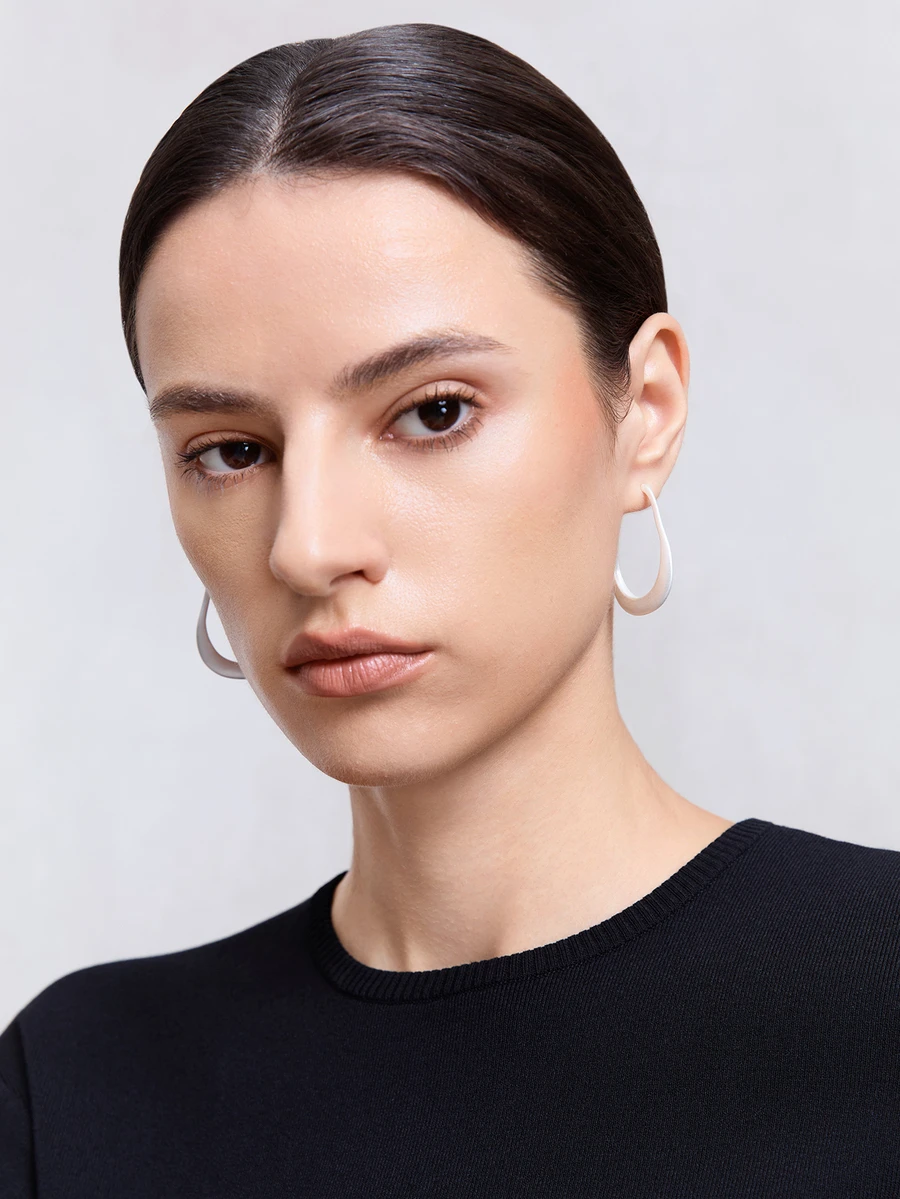 NobleVue Minimalist Cuff Hoop Earrings - Silver - View 1