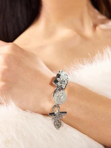 Vintage Y2K Hip Hop Butterfly Heart Chain Bracelet, Women's Summer Vacation Party Beach Holiday Dance Accessory Halloween - Multicolor - View 4